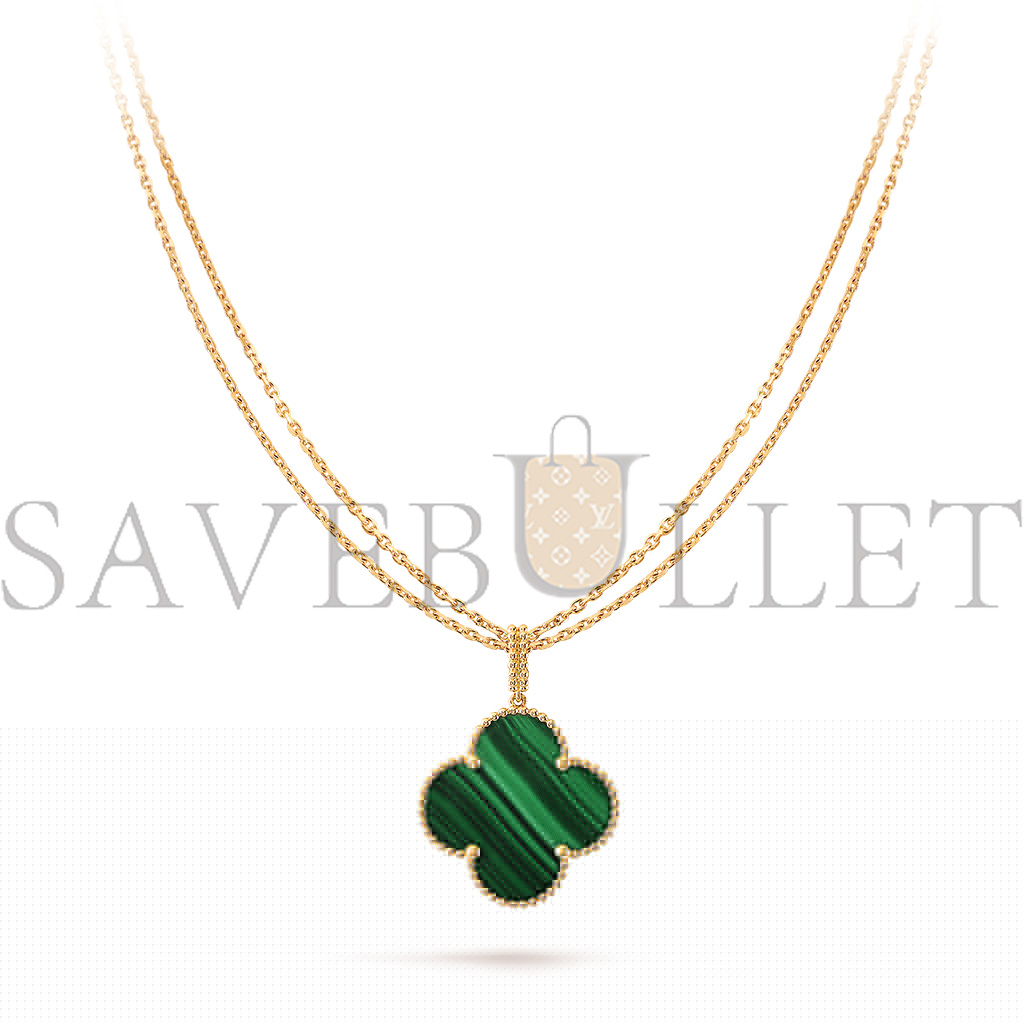V*n Cl**f & Ar**ls magic alhambra long necklace, 1 motif - yellow gold, malachite  vcaro3mg00
